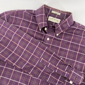 Orvis Plaid‎ Button Down Shirt Long Sleeve Trim Fit Casual Purple L